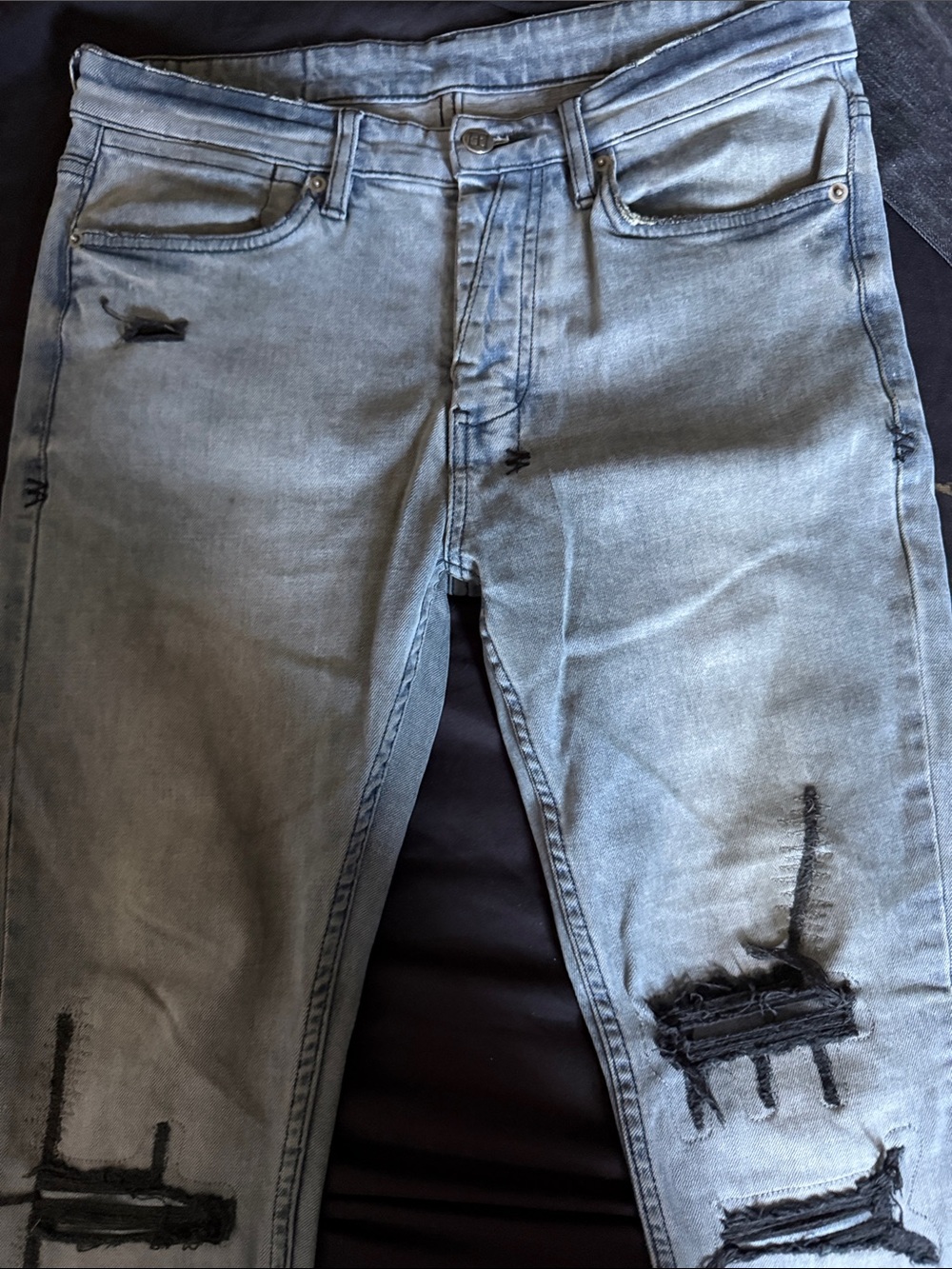 Ksubi Light Blue Distressed Slim Jeans